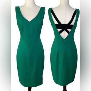 Black Halo V-Neck Crisscross Back Dress in Green